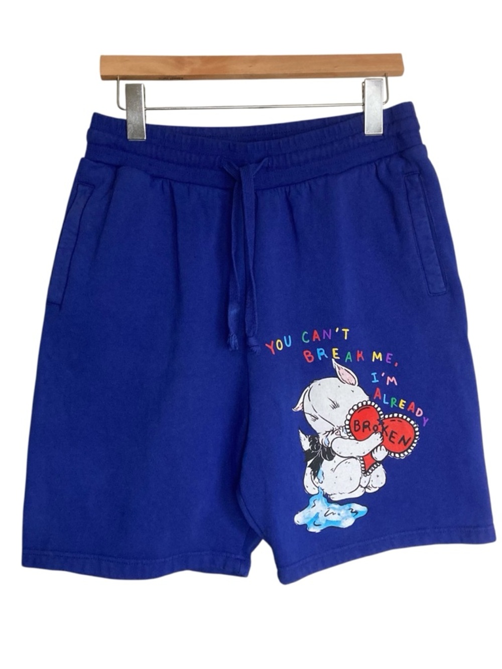 Broken Promises Drawstring Shorts Royal Blue You Can’t Break Me Graphic